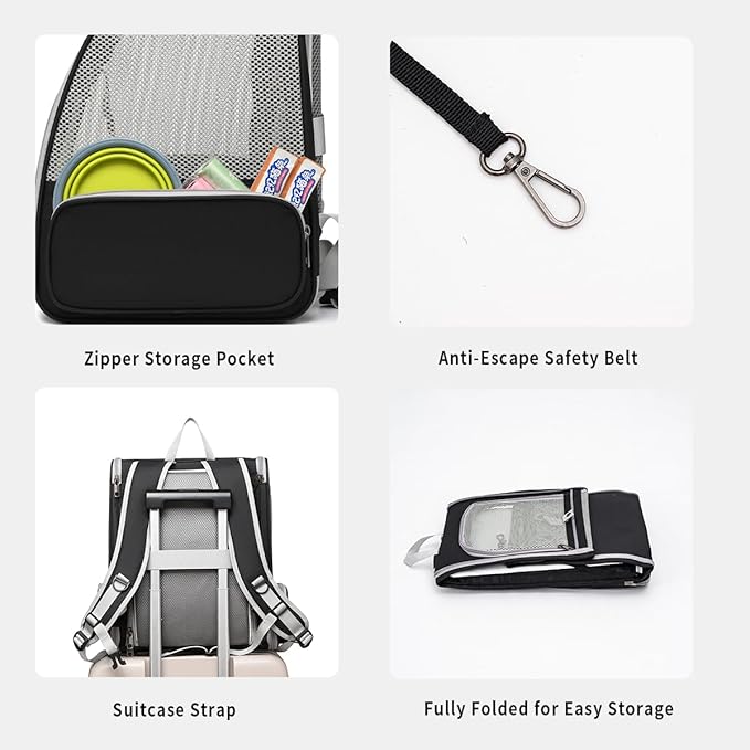 Cat Backpack，Expandable Cat Carrier Backpack, Dog Backpack Carrier and Pet Carrier Backpack, Suitable for Cats, Kittens or Small Dogs, Travel Friendly Puppy Cats Bag (Black)
