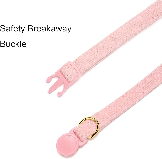 Cotton Breakaway Cat Collar with Bow Tie and Bell, Adjustable Cute Soft Corduroy Kitten Collars for Girl Cats