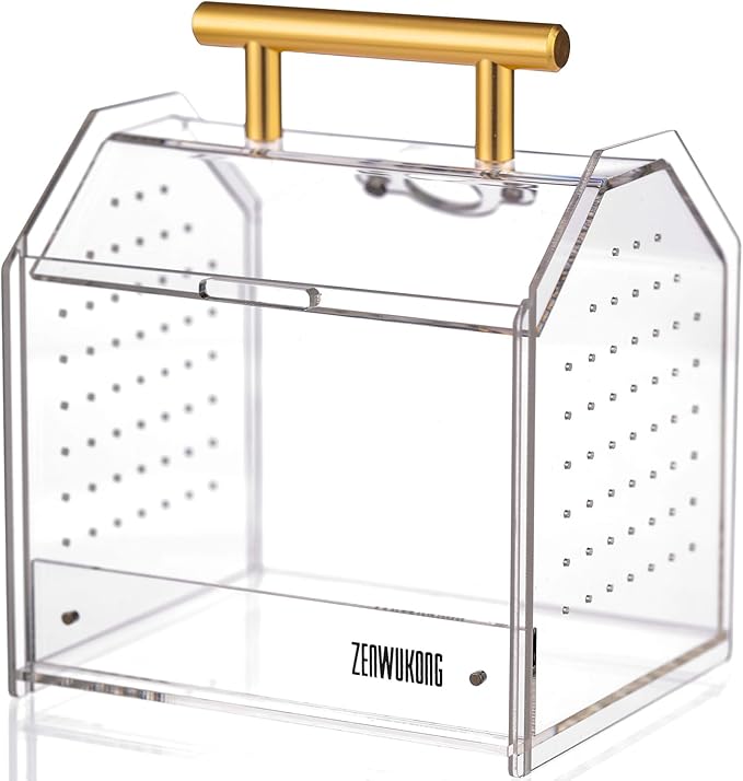 Jumping Spider Enclosure - Acrylic Terrarium Habitat for Spiders, Tarantulas, Snail, Mantis, Lizard, and Small Reptiles, Magnetic Doors (5.5x4.7x6.6 inch)