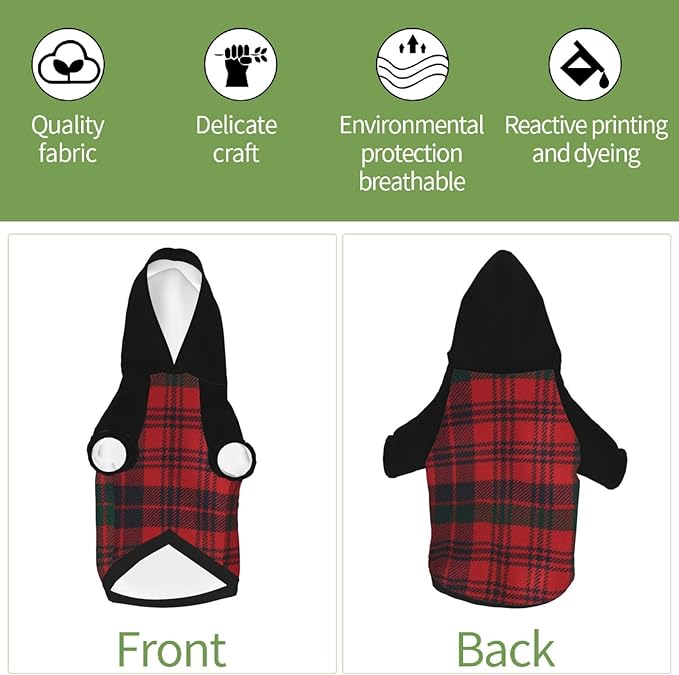 Dog Costume, Custom Dog Hoodie with Name Photo, Holiday Pet Pajamas Outfit, Personalized Pet Coat for Small Medium XS XXS Dogs Puppy, BlackGrid, XL