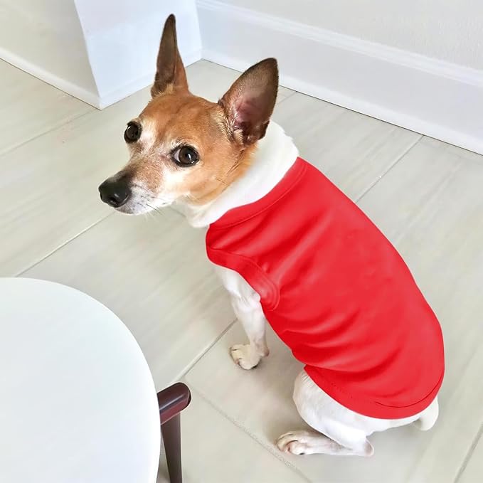 Custom Dog Shirt Pet T Shirts for Small Medium Large Dogs Customized Clothes with Image Logo Text Breathable Sleeveless Tank Top Personalized Outfits Puppy Apparel Red, XS