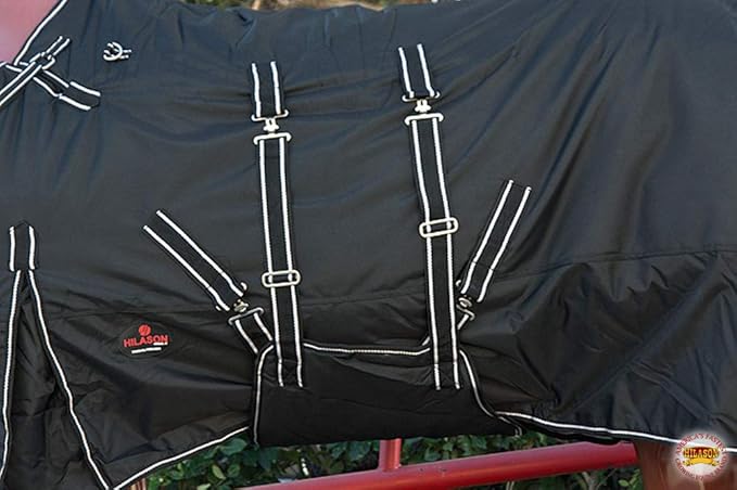 HILASON Black 76 in 1200D Winter Waterproof Poly Horse Turnout Blanket Belly Wrap