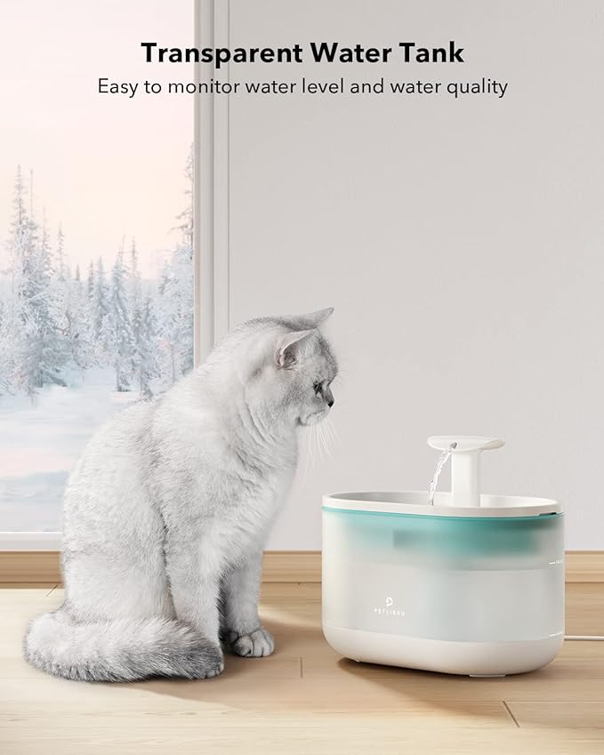 PETLIBRO 5G WiFi Cat Feeder with Camera, 2-Way Audio, Low Food & Blockage Sensor, Motion & Sound Alerts + Cat Water Fountain 71fl oz/2.1L with Two Flow Modes, Visible Water Level, 4 Large Filters