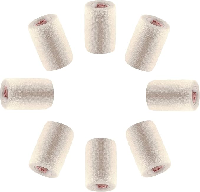 3 Inch Vet Wrap Tape Bulk (White) (Pack of 6) Self Adhesive Adherent Adhering Flex Bandage Grip Roll for Dog Cat Pet Horse