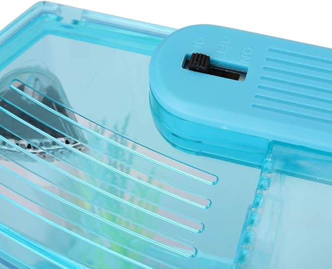 Small Fish Tank with Filter, Aquarium Fish LED Acrylic Three Divisions Breeding Isolation Box for Small Fishes Aquarium Fish (Blue)