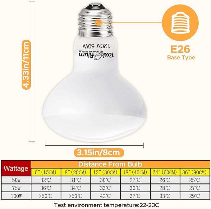 Reptile Heat Lamp 2Pack 100W Reptile Sun Lamp Self-Ballasted Vapor Basking Spot Lamp/Bulb/Light for Reptile and Amphibian E26