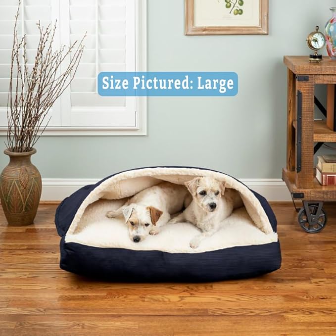 Snoozer Pet Products Rectangle Cozy Cave Dog Bed, Small, Navy