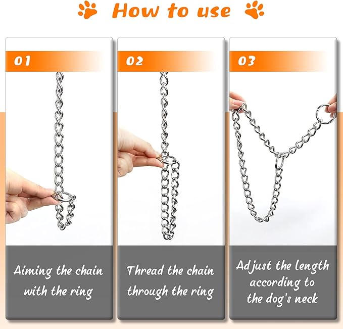 TagME Chain Choke Collar for Dogs, Adjustable Weather Proof Necklace for Large Dogs, Alloy Steel Pet Training Collar