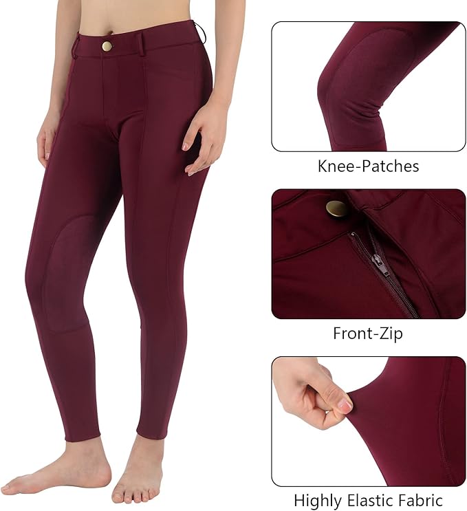 beroy Horse Riding -Pants Women Equestrian-Breeches - Ladies Training Horseback Riding Tights Full Seat Silicone Pockets