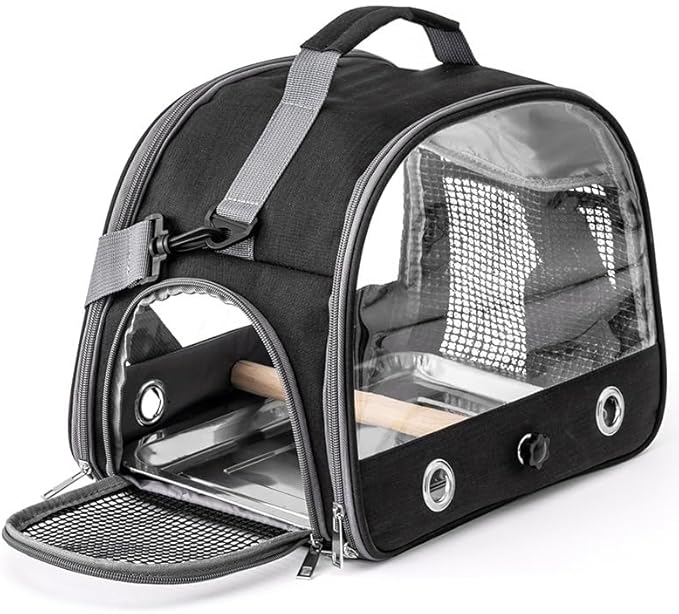 Bird Travel Carrier Portable Parrot Carry Transport Bag with Stand Perch and Tray Breathable Travel Cage for Cockatiel Parakeet Small Bird