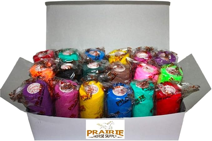 3 Inch Vet Wrap Tape Bulk (Assorted Colors) (Pack of 6) Self Adhesive Adherent Adhering Flex Bandage Grip Roll for Dog Cat Pet Horse