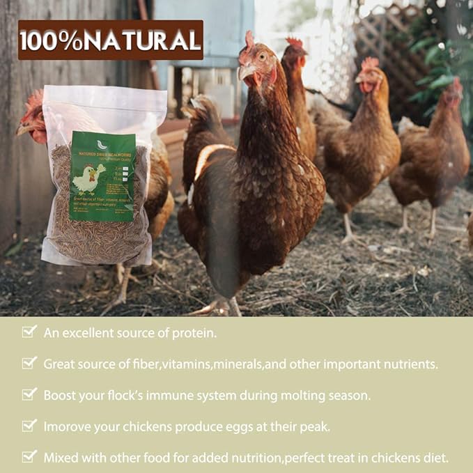 Non-GMO Dried Mealworms,5LB 100% Natural Large Size No Moisture,Treats for Birds Chickens Hedgehog Hamster Fish Reptile Turtles (Wrong Packing Label Used)