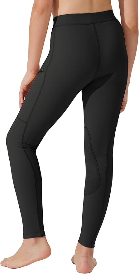 Willit Girls Horse Riding Pants Tights Kids Equestrian Breeches Knee-Patch Youth Schooling Tights Zipper Pockets