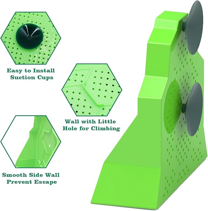 Reptile Tank Accessories, Wall-Mounted Plastic Feeder with Suction Cups, Dubia Roach & Cricket Food Bowl for Bearded Dragon, Gecko, Chameleon, Frog and Other Small Reptiles