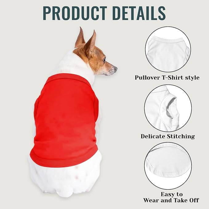 Custom Dog Shirt Pet T Shirts for Small Medium Large Dogs Customized Clothes with Image Logo Text Breathable Sleeveless Tank Top Personalized Outfits Puppy Apparel Red, XXL
