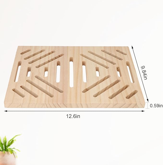 Hypeety Natural Wood Rabbit Scratch Board Bunny Scratching Pad for Rabbits Bunnies Durable Nail Trimming Teeth Grinding Indoor Play with Chew Toys