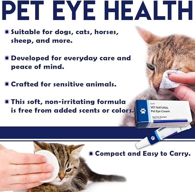 GÜLLÜOGLU Vet Natural Pet Eye Cream– Gentle Eye Care for Dogs, Cats, Horses, Birds, Cattle, Sheep, Puppies & Kittens – Supports Eye Comfort, Reduces Redness & Discharge – 3.5g Tube