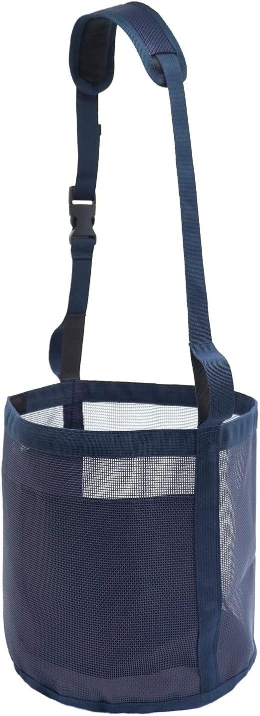 Horse Feed Bag for Grain - Heavy Duty Mesh Horse Feeder with Adjustable Strap,Comfort Neck Pad,Nose Pad Horse Muzzle Feed Bag(Medium,Blue)