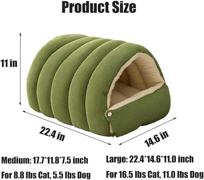 CutyPet Winter Cave,Warmth Cozy Comfort Plush Pet Cave,Cute Cozy Safe Hideaway Cat Bed with Removable Cushion,Warm Soft Removable Washable for Cats and Dogs (Brown Plaid, L:25.59 * 15.74 * 11.02 in)
