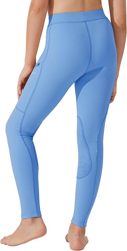 Willit Girls Horse Riding Pants Tights Kids Equestrian Breeches Knee-Patch Youth Schooling Tights Zipper Pockets
