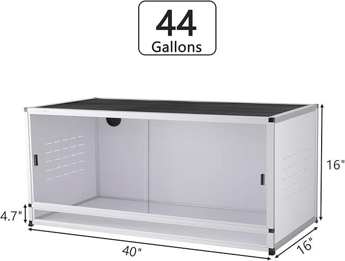 PVC Reptile Enclosure 40x16x16'' Large Reptile Terrarium Habitat Tank for Bearded Dragon Gecko Lizard Snake, 44 Gallon Wide Breeding Lounge Vivarium Area with Sliding Doors Lock