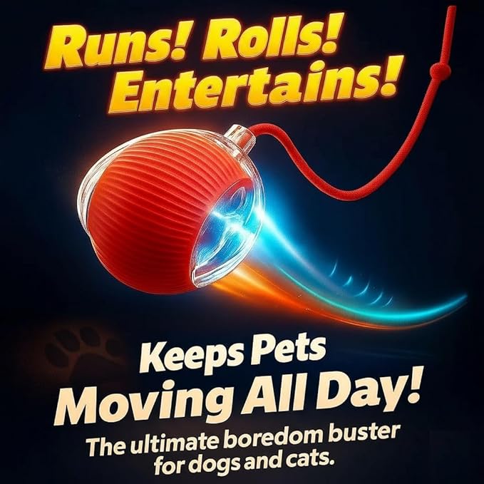 Interactive Electric Automatic Rolling Moving Rechargeable Self Play Stimulation Toy,Smart Pet Chase with Speedy Tail Rope for Bored Indoor Cats (Purple)