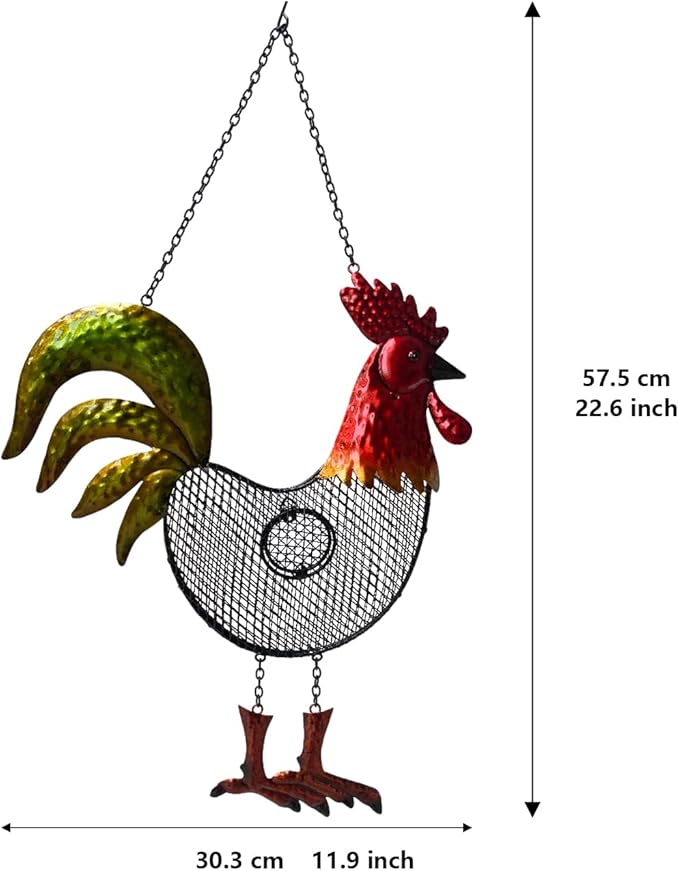 Metal Bird Feeders for Outdoor, Finch Feeders for Outside, Birdfeeders Outside Hanging,Unique Bird Feeders,Rooster Shaped