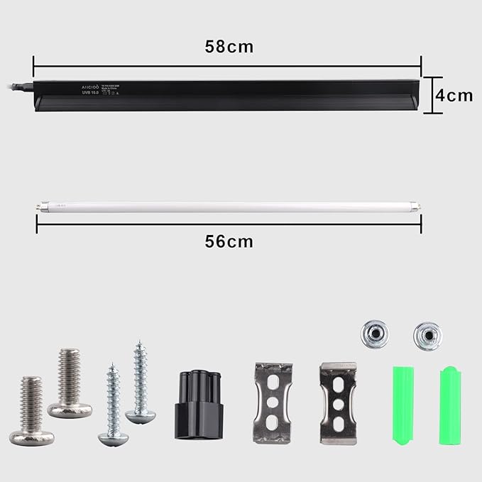 Aiicioo T5 UVB Lighting Combo Kit - Desert 10.0 Terrarium Hood Light Fixture & High Output T5 HO UVB Bulb for Reptiles Chameleon Gecko (22Inch 24W)
