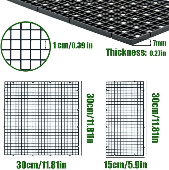 LINLAN 4 Pieces 5.9x11.8in (15X30cm) Aquarium Grid Plastic, Fish Tank Divider, Egg Crate for DIY Filtration and Bottom Protection in Aquascaping (Black-No Accessories)