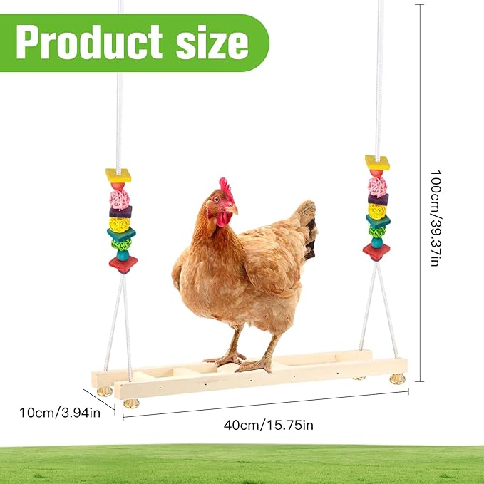 Jorewood Chicken Coop Swings, Outdoor Poultry Exercise Perch for Hens, Roosters