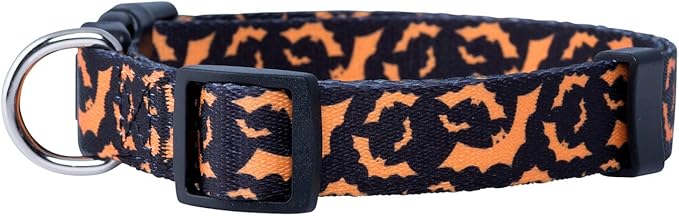 Native Pup Halloween Dog Collar- Spooky Fall Themed Horror Costume Collars- Skull, Pumpkin, Ghost, Bat, Witch, Candy Corn, Spider- Adjustable for Small, Medium, Large Breeds (Small, Orange Bats)