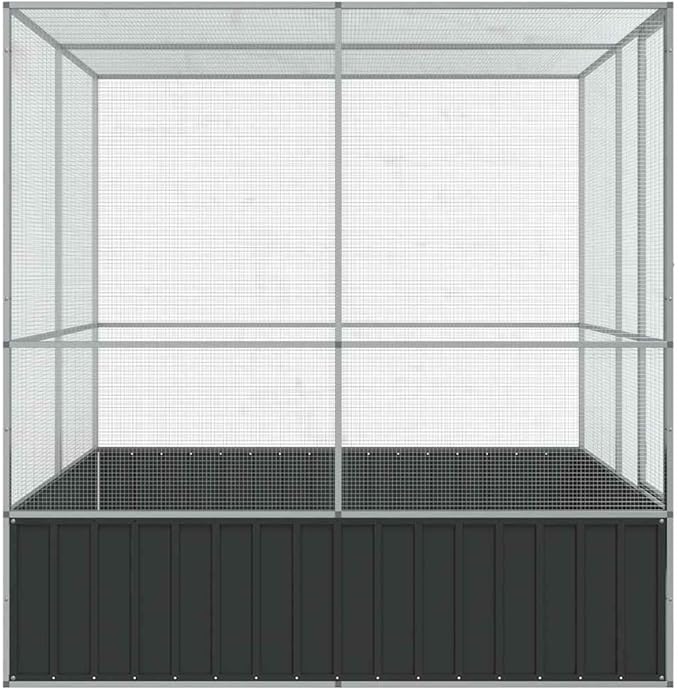 Large Metal Heavy Duty Walk-in Aviary Cage, Ample Activity Space Bird Cage with Lockable Door Also for Chickens and Rabbits, Silver 83.1"x81.5"x83.5" Steel,-404