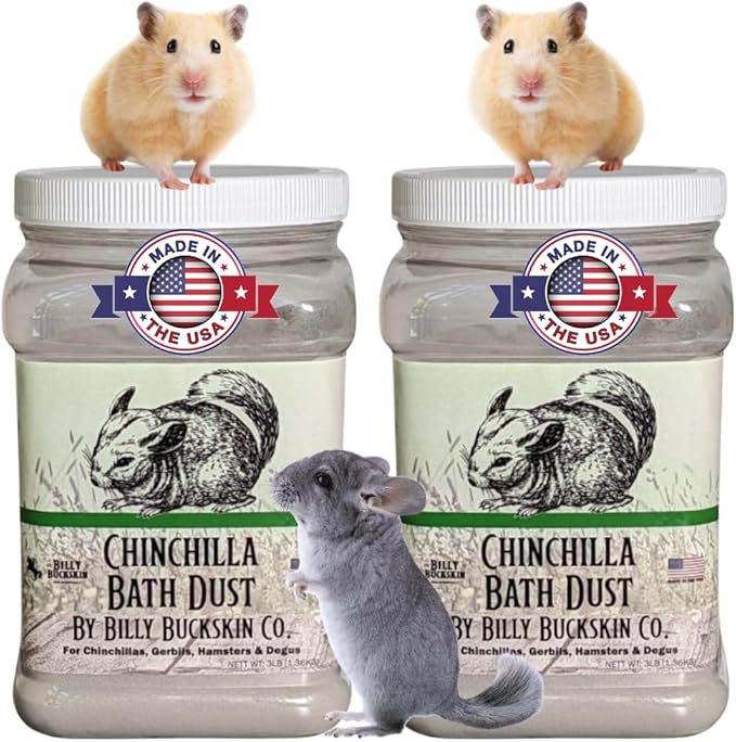 6 LB. Chinchilla Dust Bath Jar - Pure Cleansing Pumice Sand Dust for Cleaning Small Pets Like Gerbils, Mice, Degu - Premium, All Natural Dusting Powder - Chinchilla Accessories by Billy Buckskin
