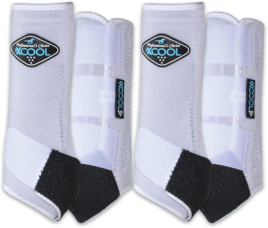 Professional's Choice 2XCOOL Sports Medicine Horse Boots | Protective & Breathable Design for Ultimate Comfort & Durability in Active Horses | Value 4 Pack | Large White