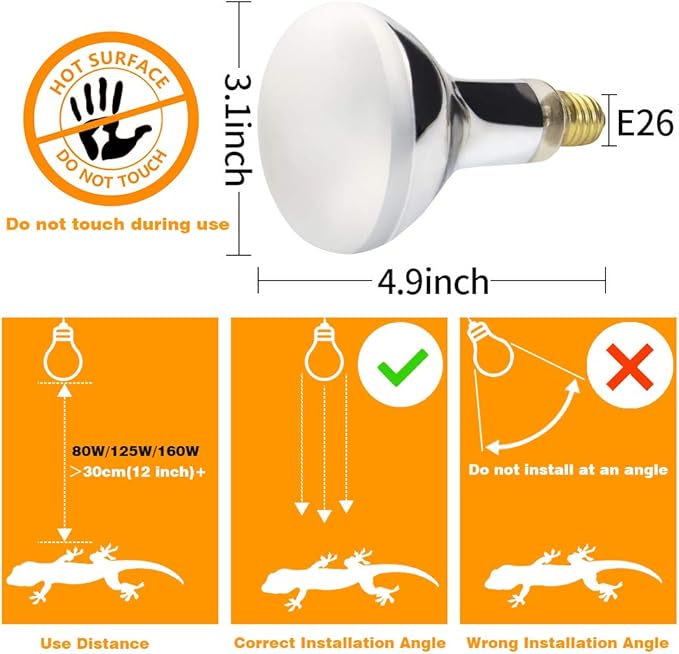LUCKY HERP 80 Watt UVA+UVB Vapor Heat Lamp Bulb, High Intensity Self-Ballasted Heat Basking Lamp/Bulb/Light for Reptile and Amphibian, Sun Lamp for Bearded Dragon Lizard Turtle
