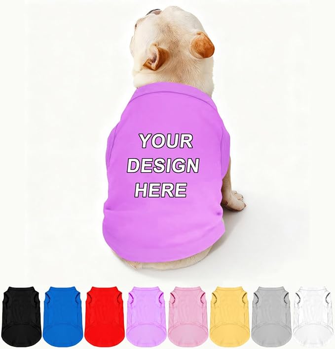 Custom Dog Shirt Pet Clothes Breathable Shirts for Small to Large Dogs Customized Name Logo Photo Puppy Outfits Personalized Sleeveless Vest Pets Apparel Light-Purple, XXL