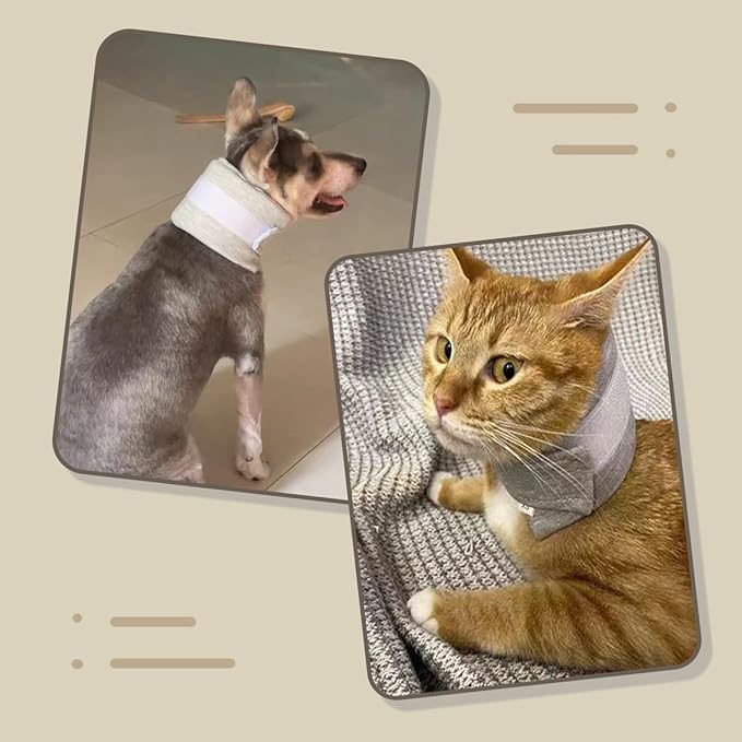 MANON ROSA Cat Neck Brace Elizabethan Collar for Pet After Surgery Recovery Adjustable Breathable Neck Cervical Cone for Small Medium Dogs Puppies Kittens with Spinal IVDD Issues (XS 4.7-9.8",Grey)