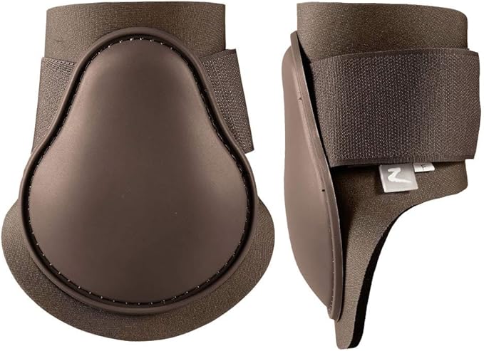 HORZE Chicago Fetlock Rear Boots | Lightweight, Adjustable, Jumping Horse Boots (Pair) - Chocolate Brown - Cob
