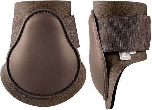 HORZE Chicago Fetlock Rear Boots | Lightweight, Adjustable, Jumping Horse Boots (Pair) - Chocolate Brown - Cob