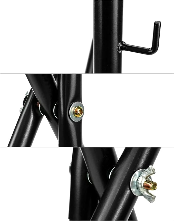 QWORK Freestanding Portable Saddle Rack, Powder Coated Frame Standing Holder, Saddle Strong Tubular Steel 24" L x 19" W x 35" H