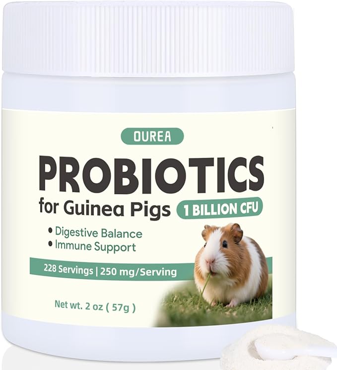Probiotics for Guinea Pigs, All-Natural Digestive Support Powder, Easy to Mix Daily Gut Health Supplement for Guinea Pig, Helps with Soft Stool, Stress, Diet Change, 1 Billion CFU, 228 Servings