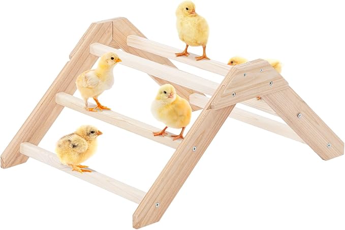 PETSFIT Chick Perch Prevent Rotation Design, Strong Wooden Chicken Roosting Bar, Easy to Assemble and Clean, Fun Toys for Chick Indoor/Outdoor Use