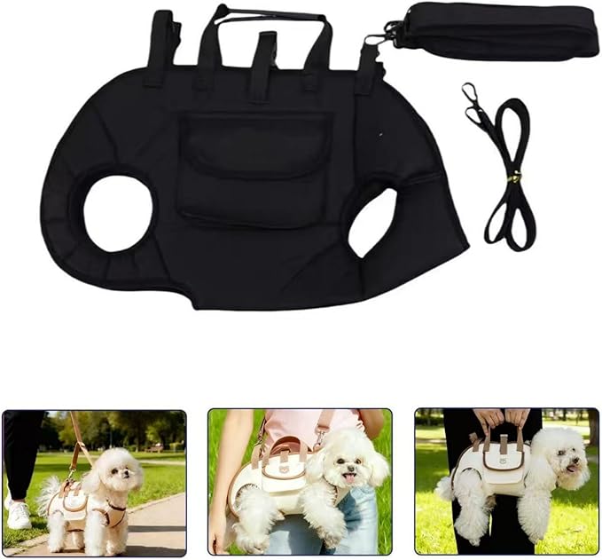 Portable Small Dog & Cat Pet Carrier Sling & Backpack for Small Dogs & Cats & Puppy, Dog & Pet Purse Bag Carrier Sling for Small Dogs with Dog Traction Leash, Crossbody Sling Carriers (Black M)