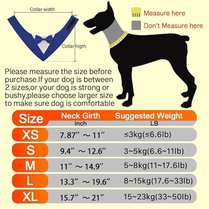 Dog Tuxedo, Formal Dog Wedding Bandana Adjustable Pet Collar with Bow, Small, Medium and Large Dog Wedding Clothing, Birthday Gifts for Dogs (Medium, Red)