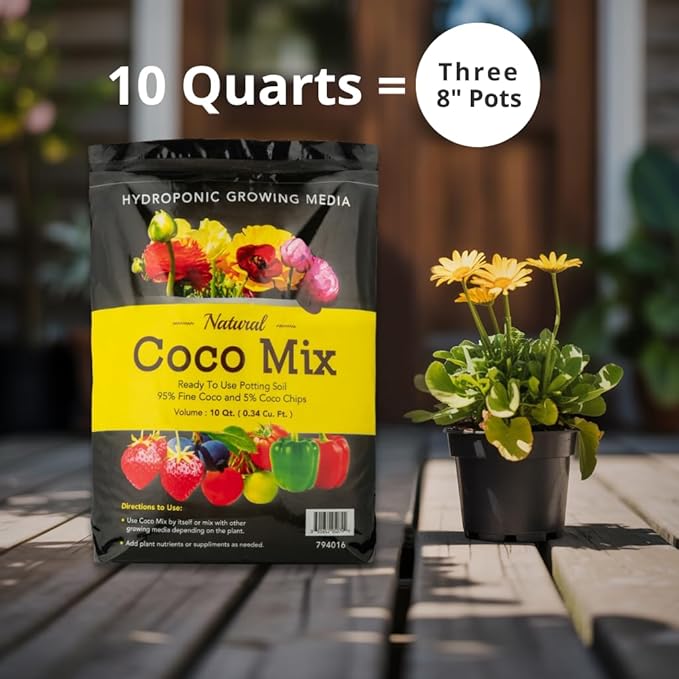 Potting Soil Mix 10 Quarts Envelor Indoor Plants Soil for Outdoor Plants 0.34 Cubic Feet Potting Mix Hydrated Coco Coir Mix for Plants Ready to Use Natural Plant Top Soil