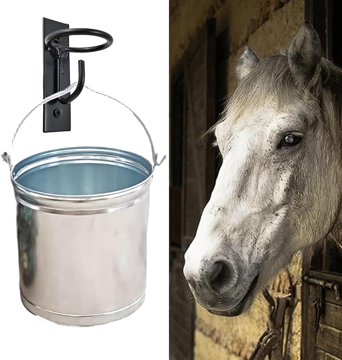 4PCS Bucket Hooks for Horses Equestrian Bucket Hook Metal Water Bucket Hangers Horse Stalls Feed Bucket Barn Farmhouse Supplies (4)