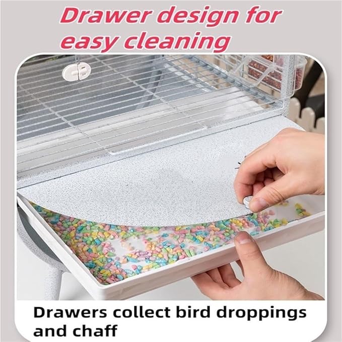 Dometop Bird Aviary with Transparent Door, Wrought Iron Bird Parrot Cage, Indoor Aviary for Small Parrots Parakeets Cockatiels (Black)