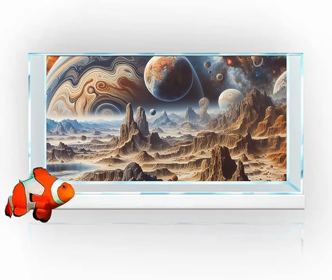 72X18IN Cosmic Spaceterrarium Background, Cool Parallel Space Themed Aquarium Reptile Habitat Background, Aquarium Background with 10EVA Double-Sided Tape