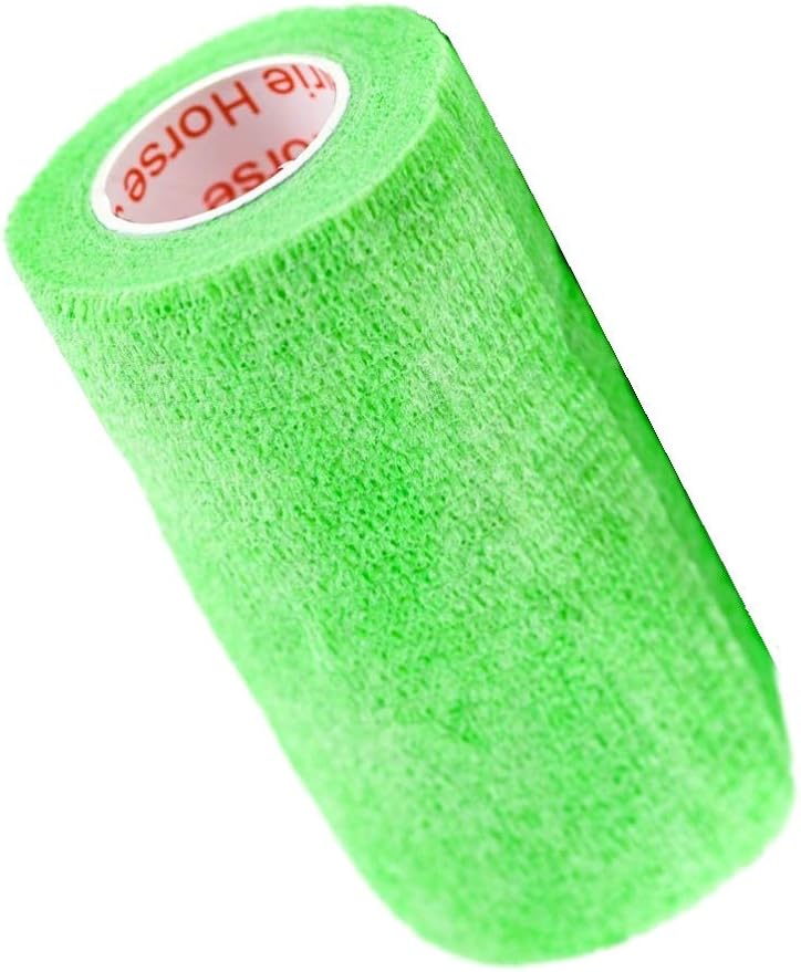 3 Inch Vet Wrap Tape Bulk (Neon Green) (Pack of 12) Self Adhesive Adherent Adhering Flex Bandage Grip Roll for Dog Cat Pet Horse