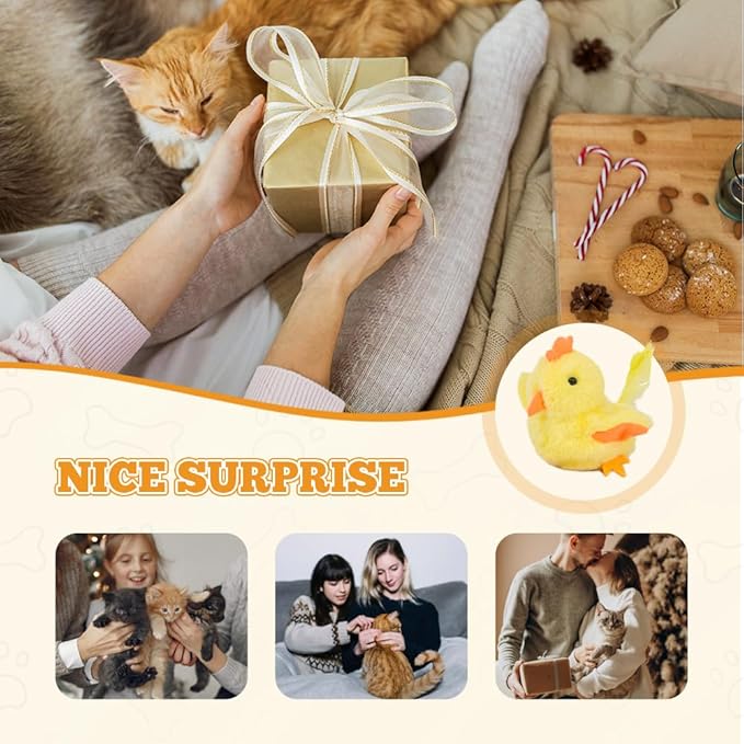 Flapping Bird Cat Toy, Interactive Chirping Bird Cat Toy, Simulated Chirping Bird Cat Toys Flapping Wings, Rechargeable, 3 Modes, Touch Activated (Chicken)